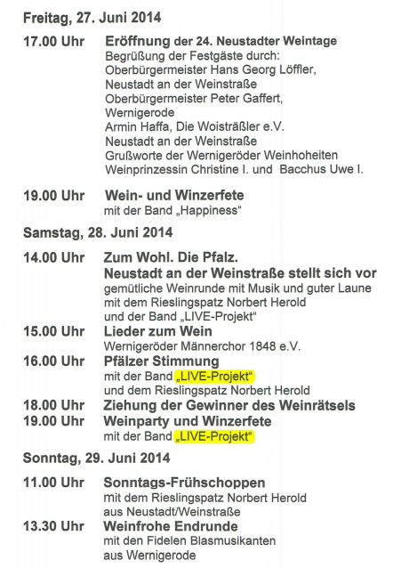 Programm Weinfest