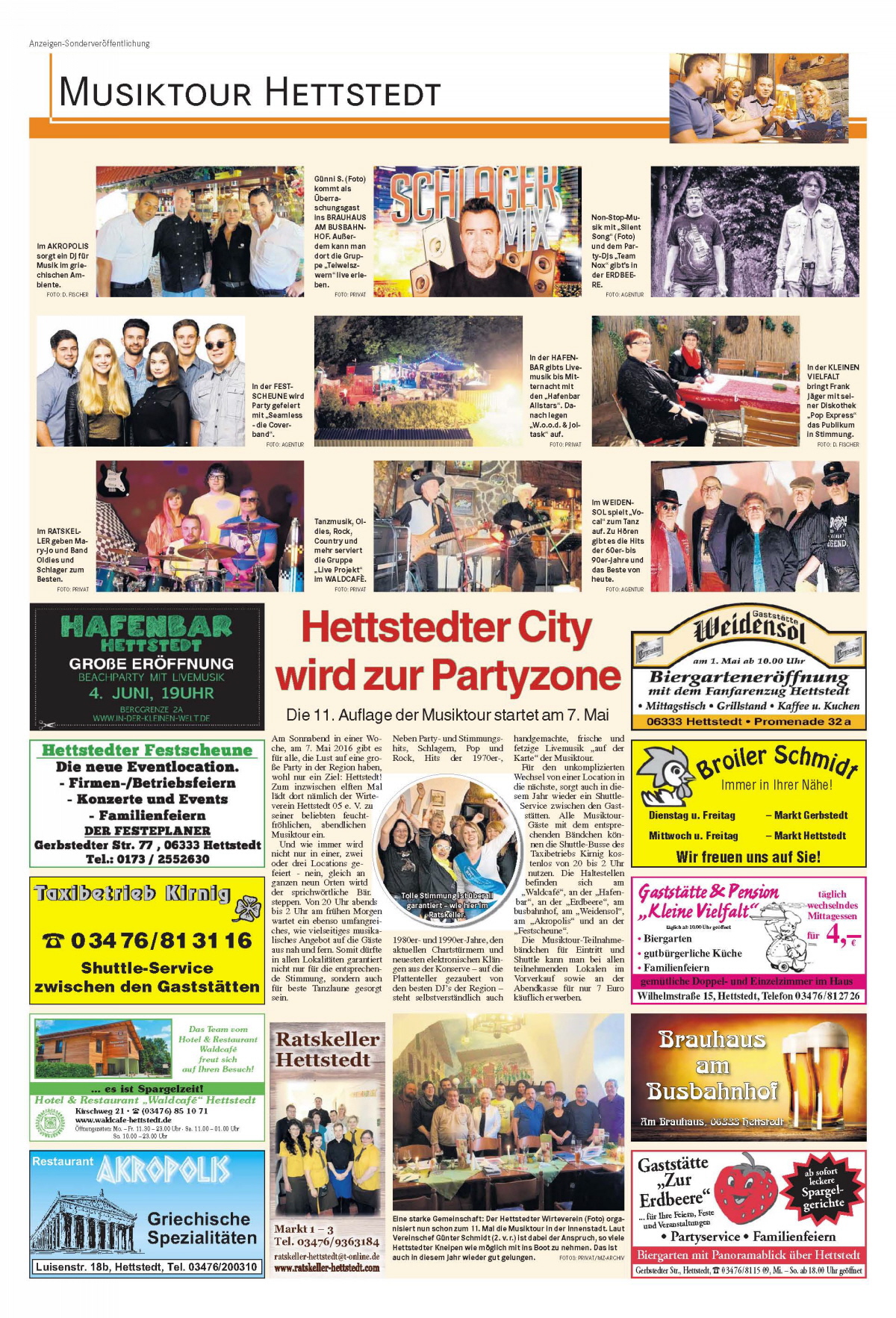 LIVE-PROJEKT nahm an der 11. Musiktour am 7.5.2016 im Waldcafe Hettstedt teil